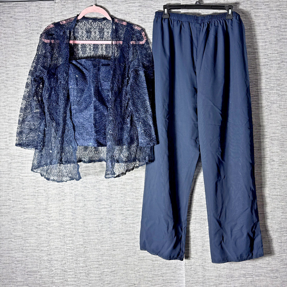 3 Piece Wedding Formal Mother Of Bride Outfit, Navy, Size 16